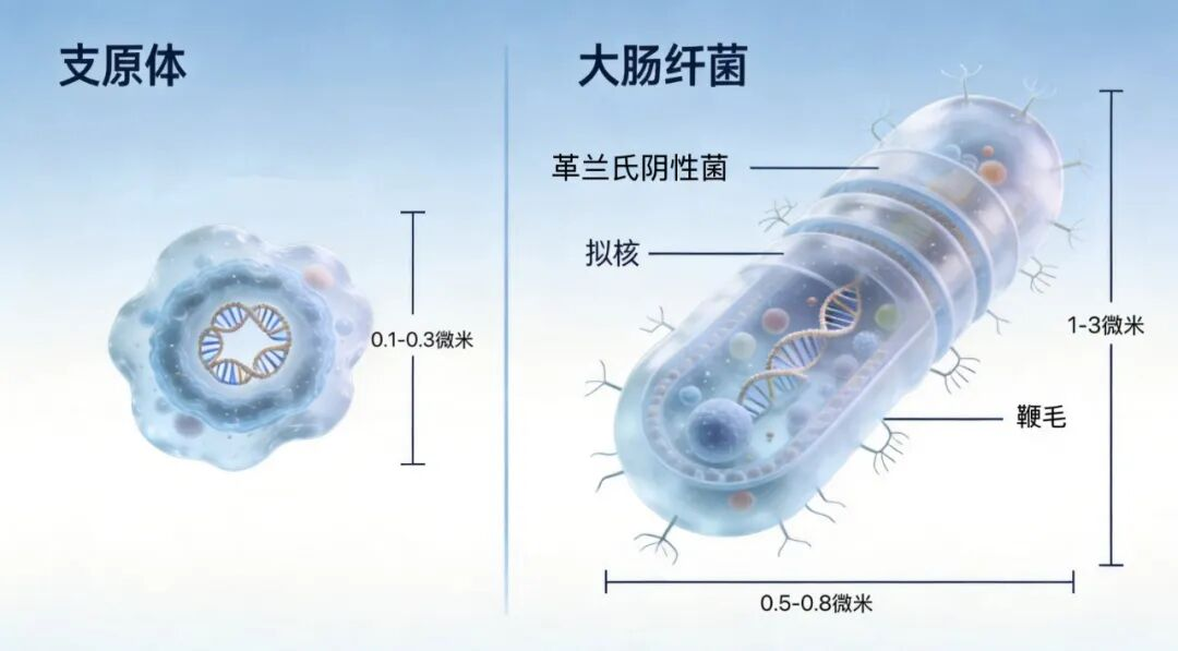 Morphological Comparison Between Mycoplasma and Escherichia coli